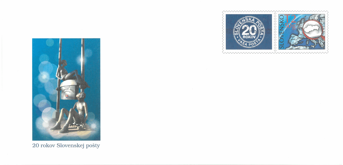 Celinová obálka, personalizovaná: 20. výročie vzniku Slovenskej pošty